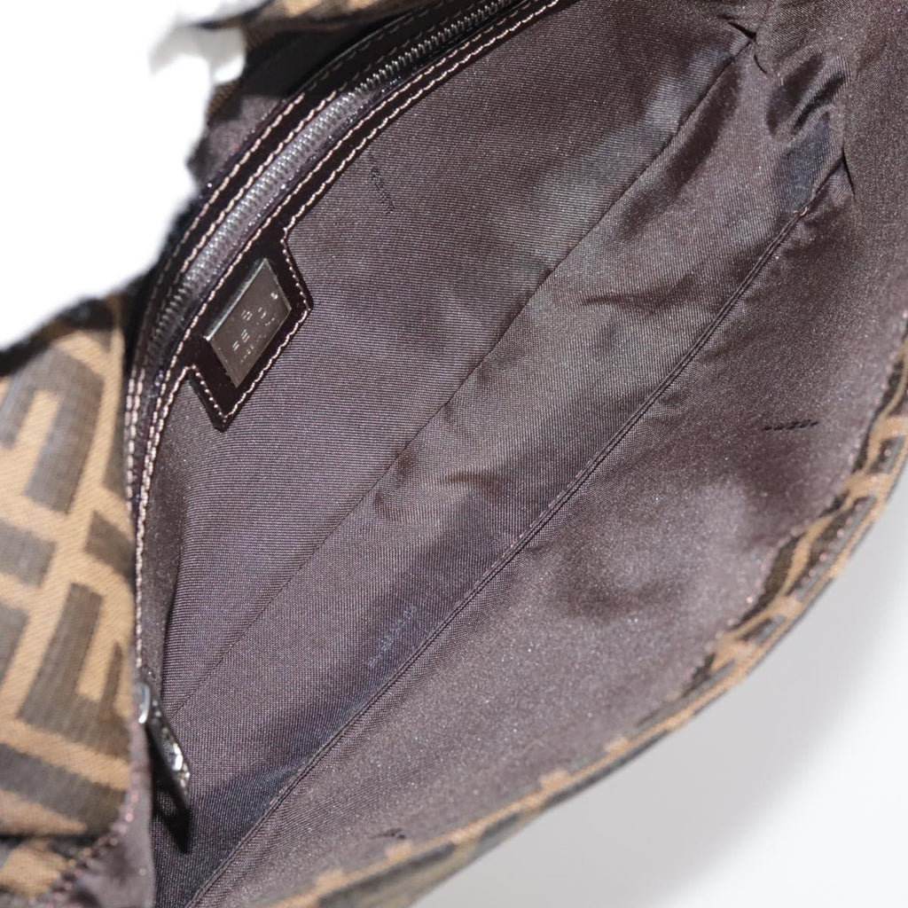 FENDI Zucca Canvas Hand Bag Brown Black yk16512