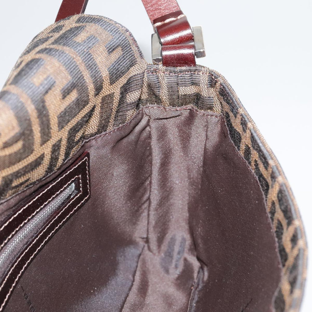 FENDI Zucca Canvas Hand Bag Brown Black yk16512