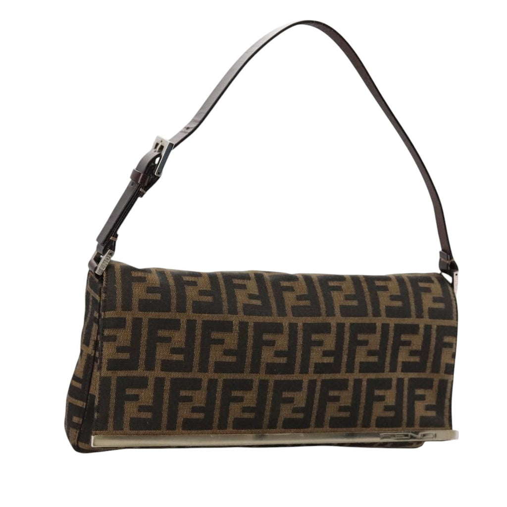 FENDI Zucca Canvas Hand Bag Brown Black yk16512