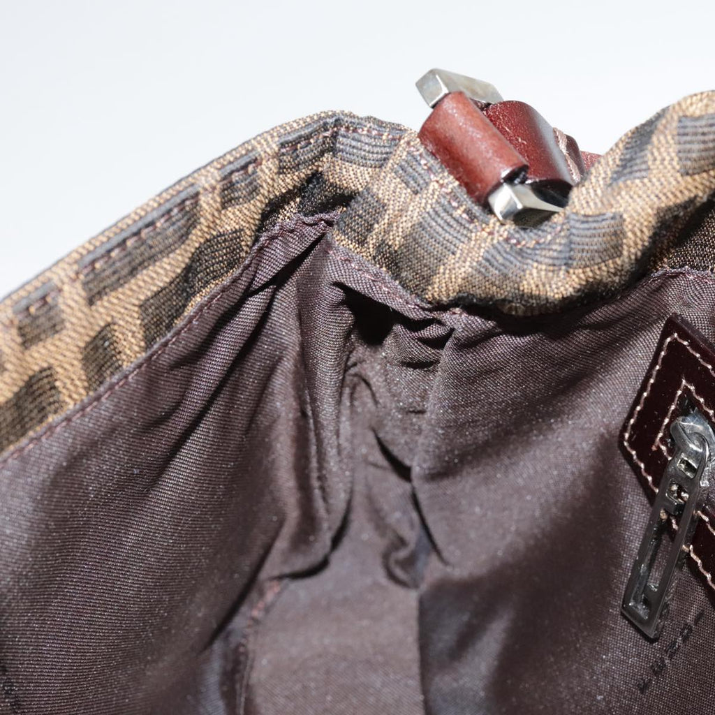 FENDI Zucca Canvas Hand Bag Brown Black yk16512