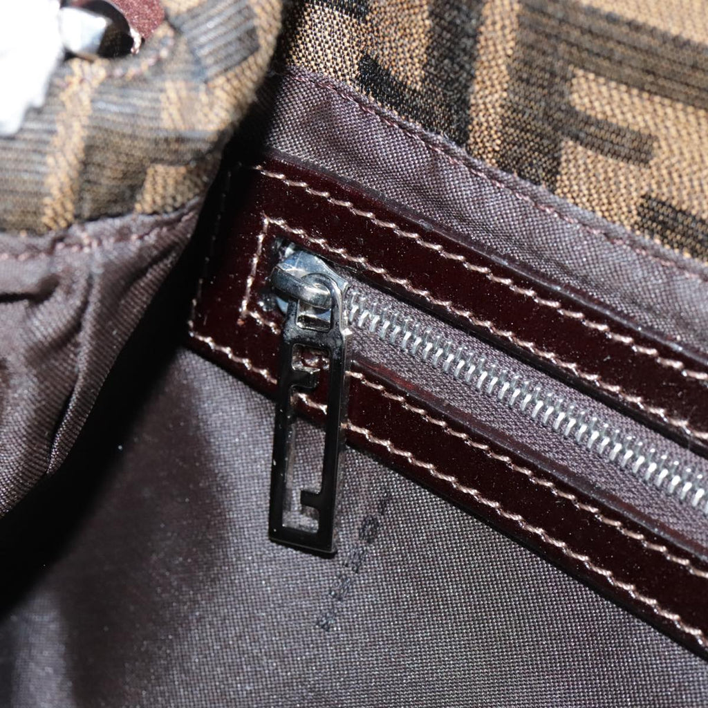 FENDI Zucca Canvas Hand Bag Brown Black yk16512