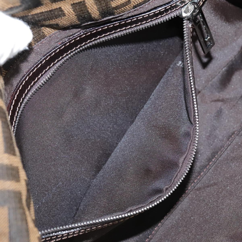 FENDI Zucca Canvas Hand Bag Brown Black yk16512