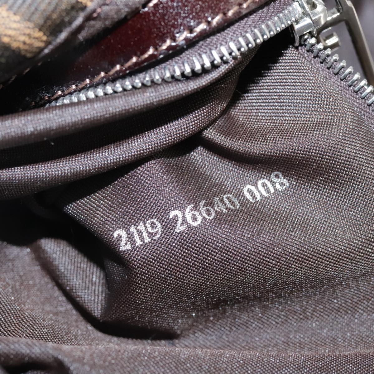 FENDI Zucca Canvas Hand Bag Brown Black yk16512