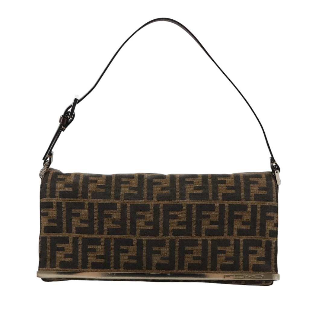 FENDI Zucca Canvas Hand Bag Brown Black yk16512