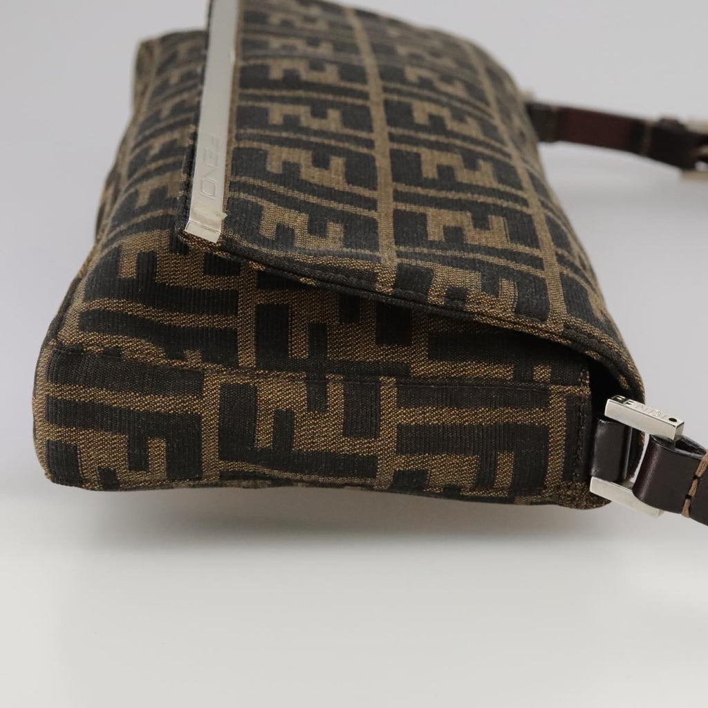FENDI Zucca Canvas Hand Bag Brown Black yk16512