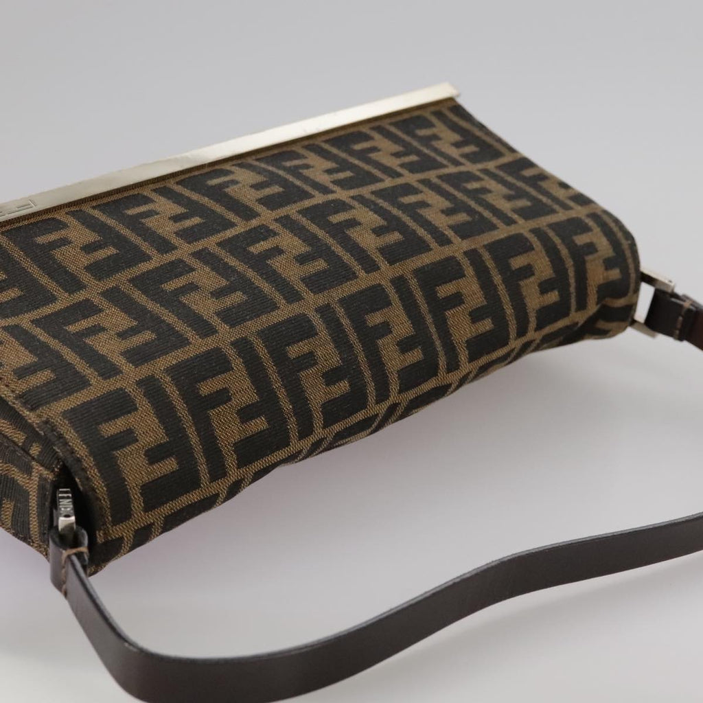 FENDI Zucca Canvas Hand Bag Brown Black yk16512