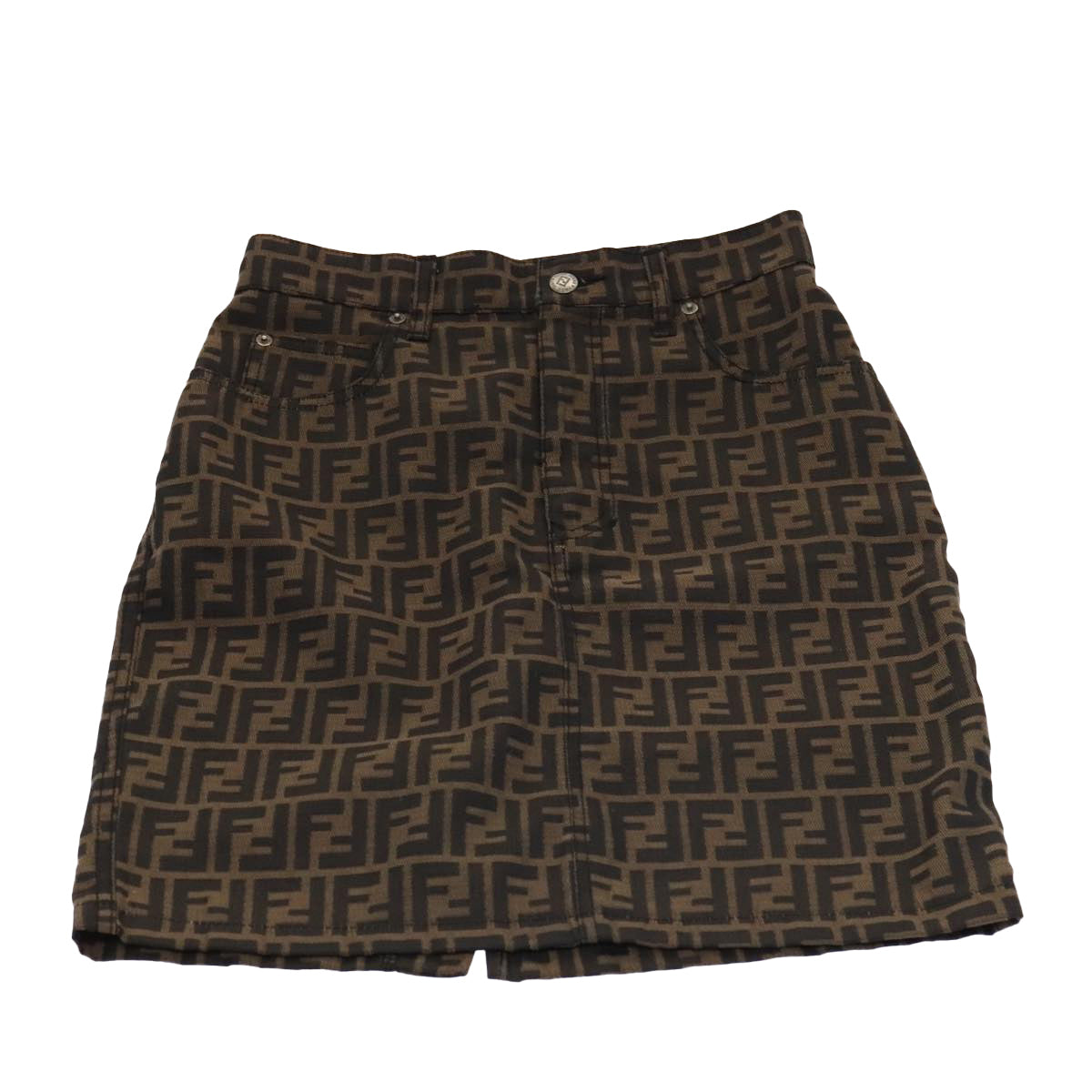 FENDI Zucca Canvas Skirt 38 Black Brown yk16561