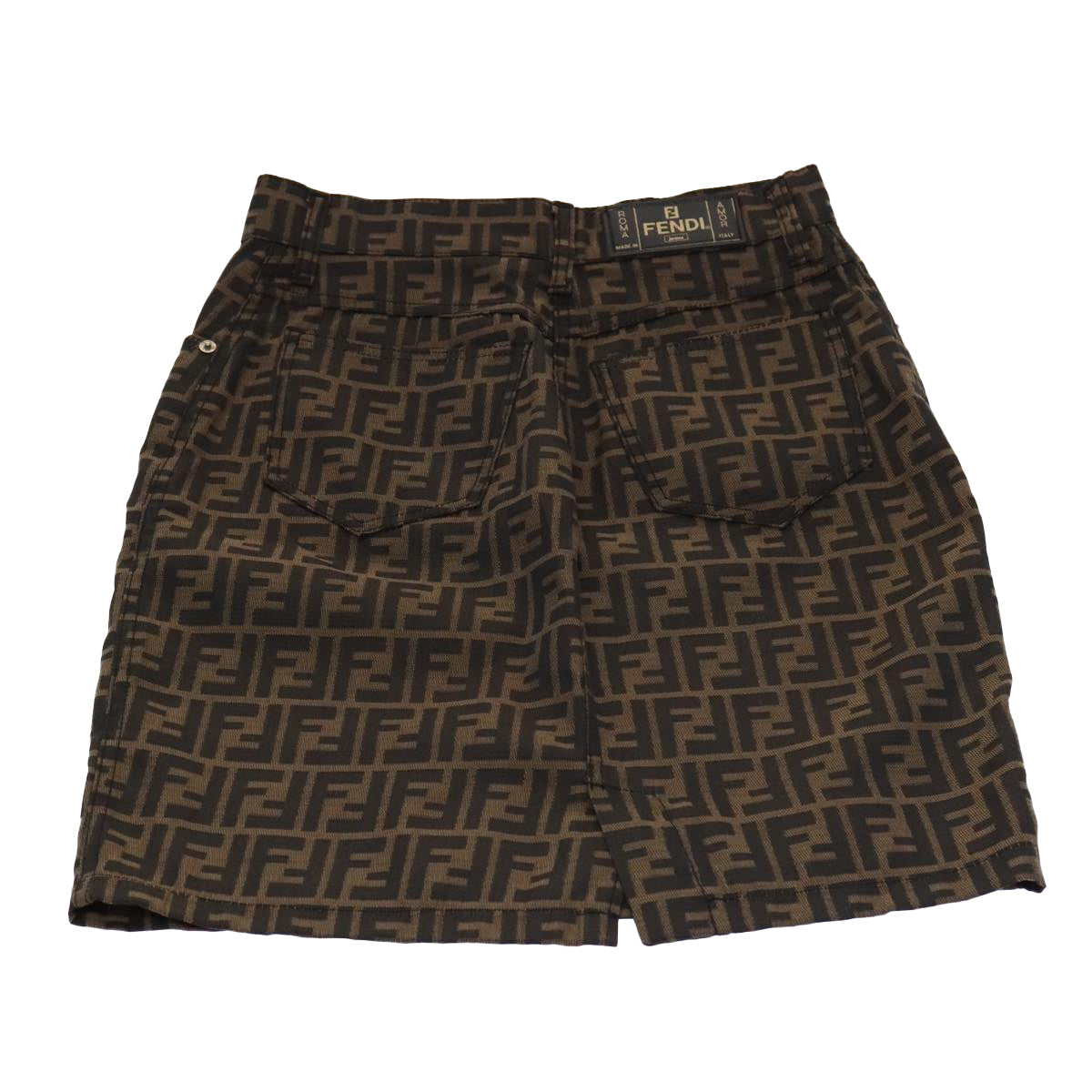FENDI Zucca Canvas Skirt 38 Black Brown yk16561