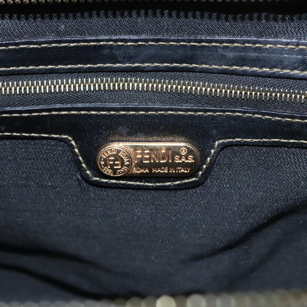 FENDI Pecan Canvas Hand Bag Brown Black yk16568