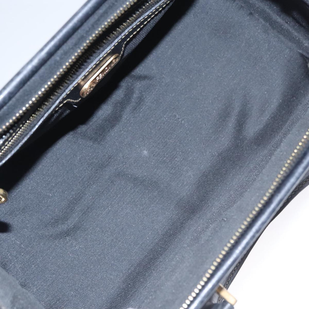 FENDI Pecan Canvas Hand Bag Brown Black yk16568