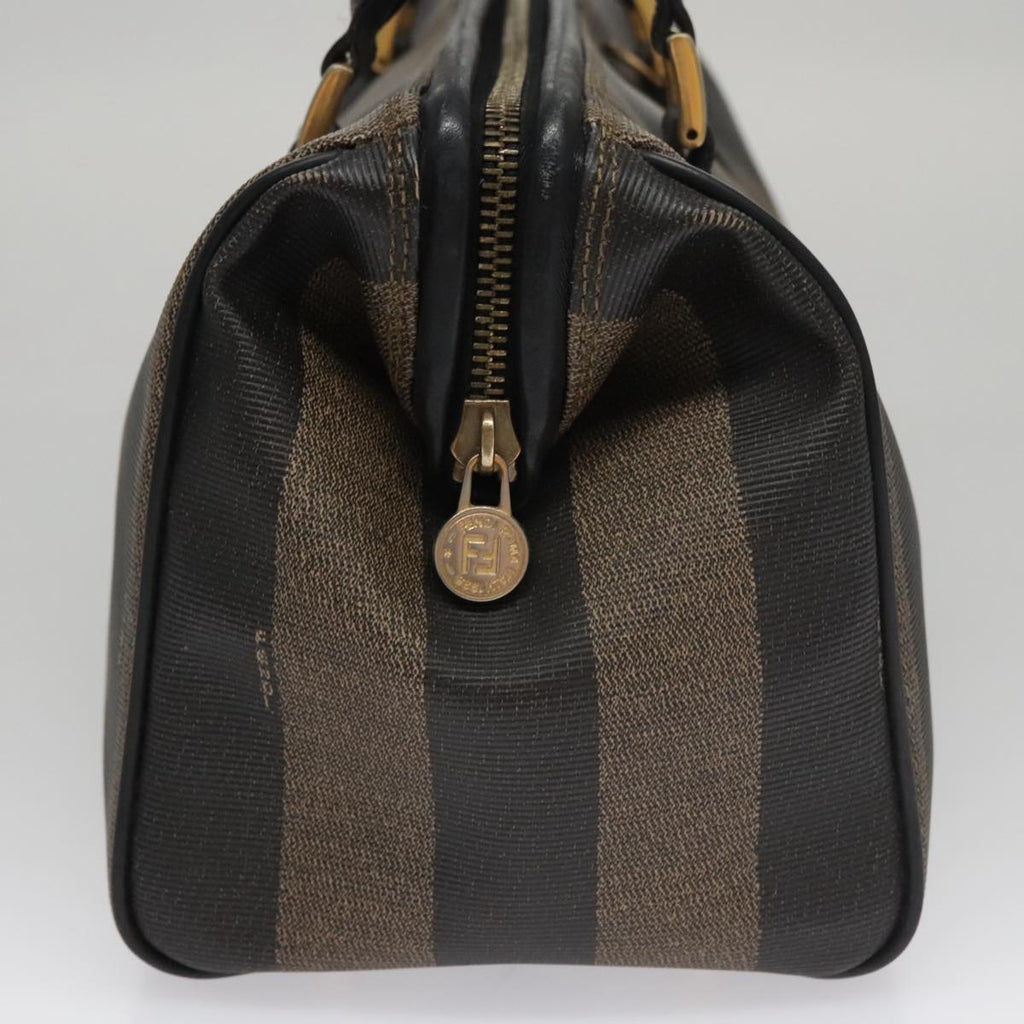 FENDI Pecan Canvas Hand Bag Brown Black yk16568
