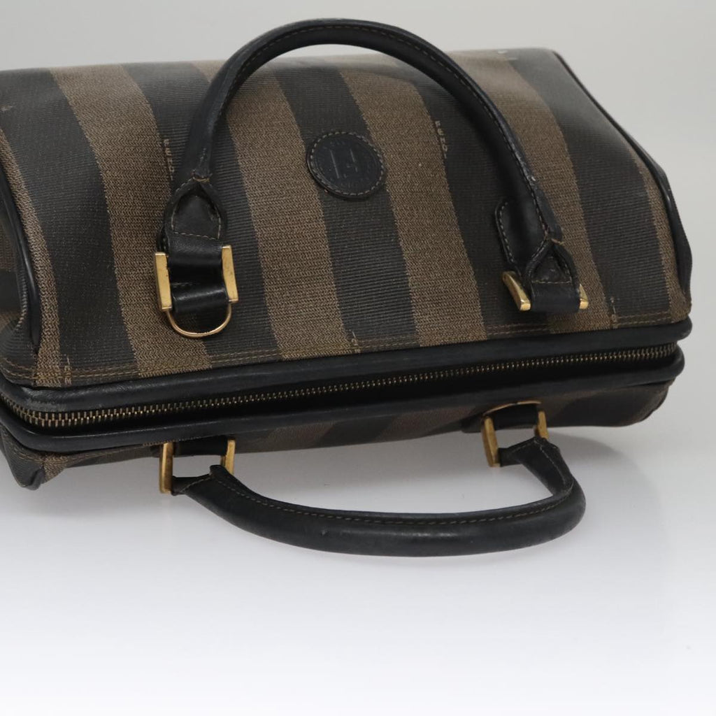 FENDI Pecan Canvas Hand Bag Brown Black yk16568