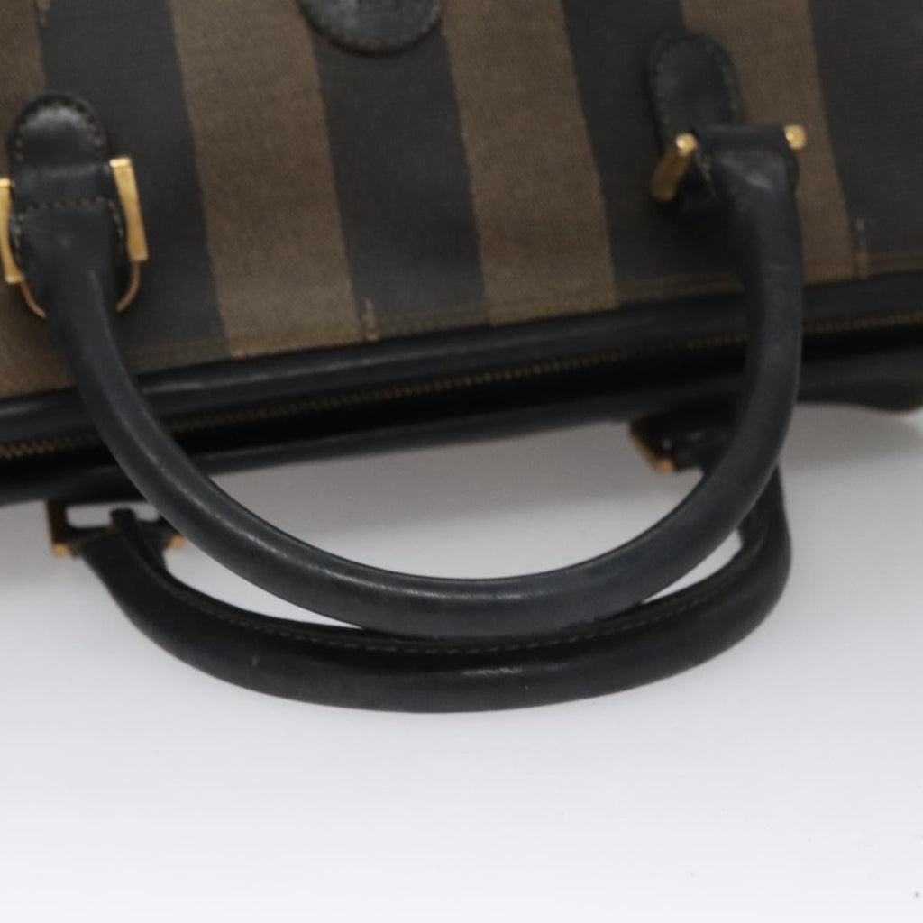 FENDI Pecan Canvas Hand Bag Brown Black yk16568