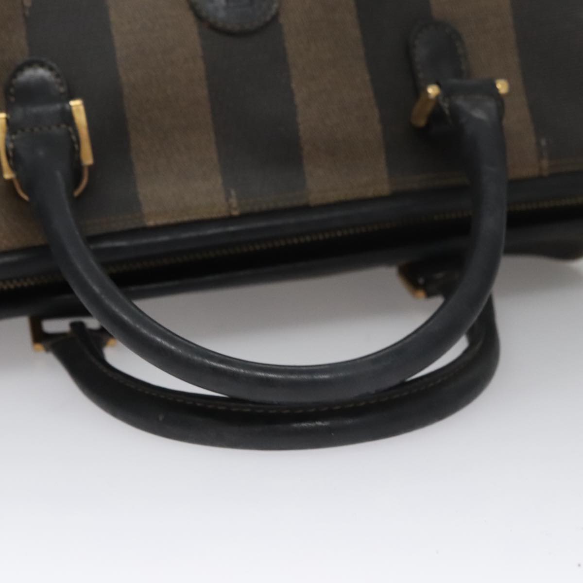 FENDI Pecan Canvas Hand Bag Brown Black yk16568