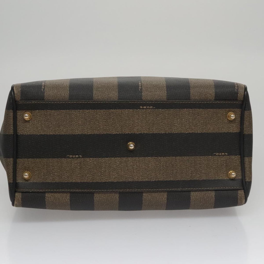 FENDI Pecan Canvas Hand Bag Brown Black yk16568