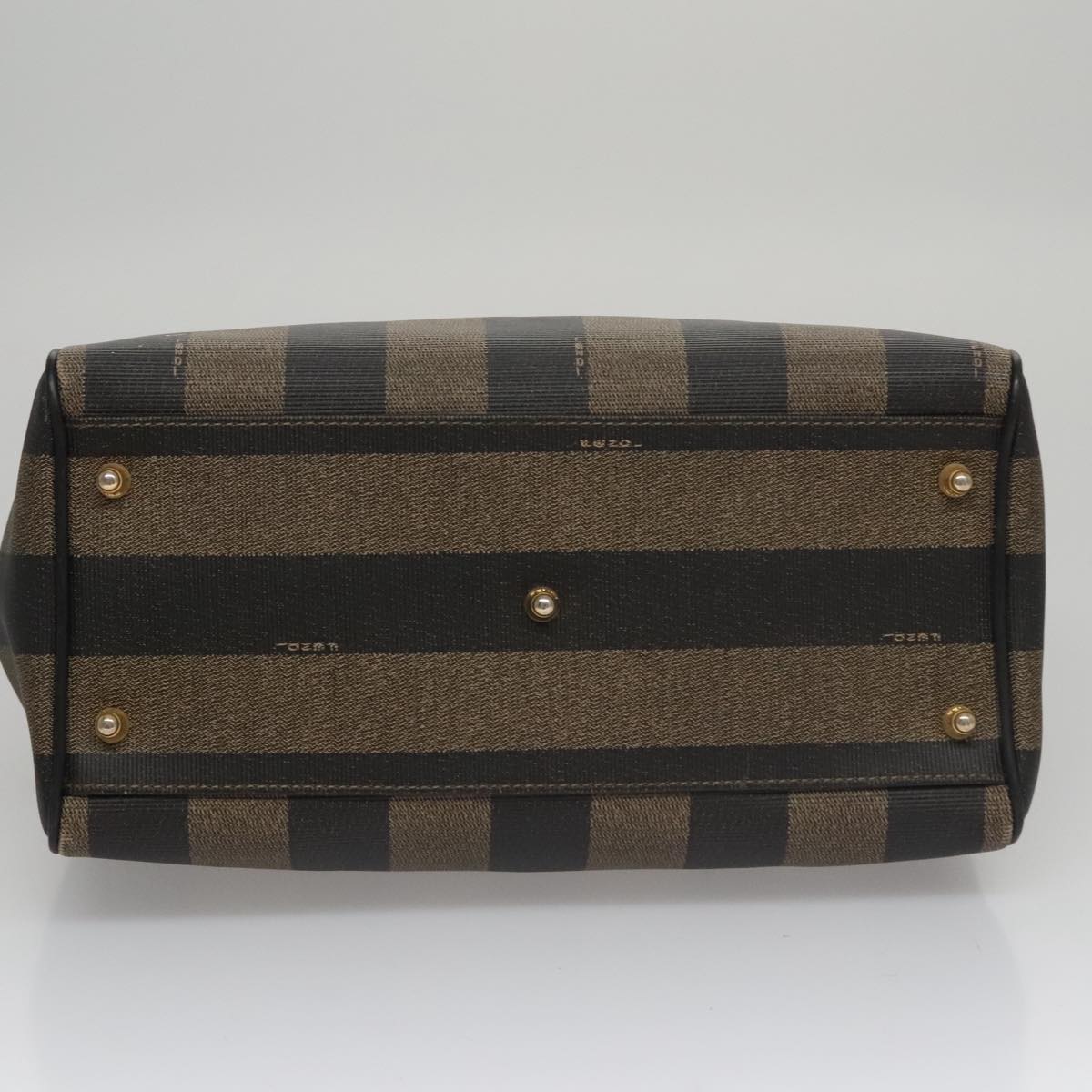 FENDI Pecan Canvas Hand Bag Brown Black yk16568