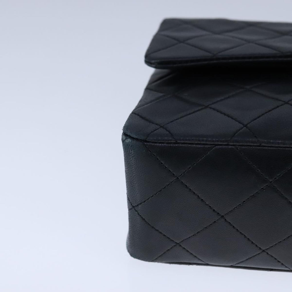 CHANEL Matelasse 23 Double Flap Chain Bag Lamb Skin Black Gold CC yk16617A