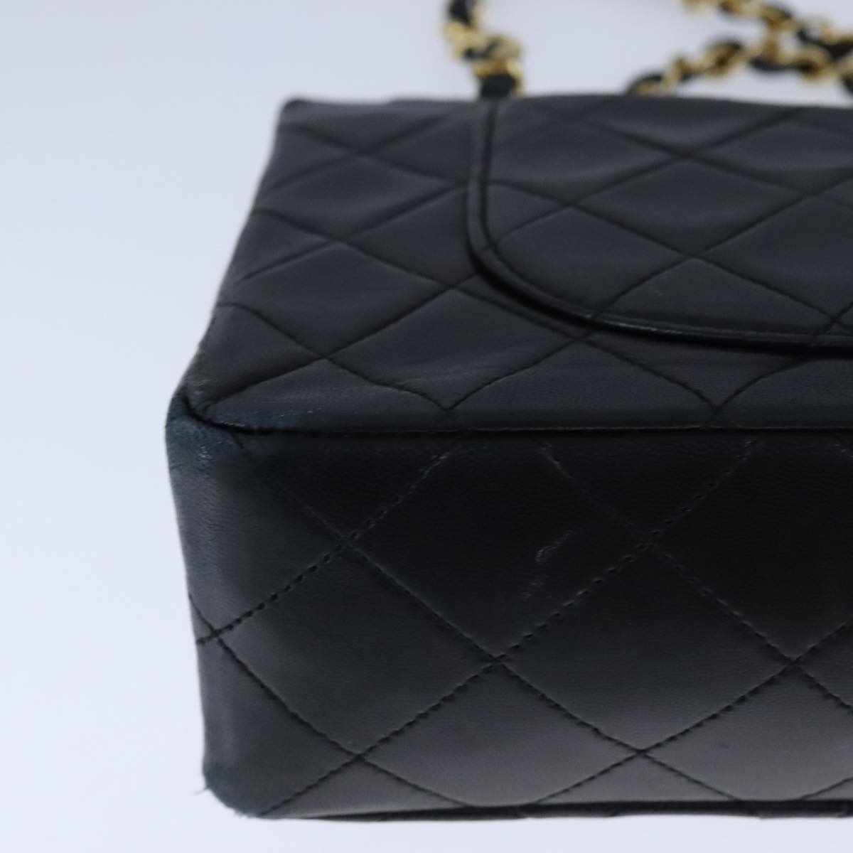 CHANEL Matelasse 23 Double Flap Chain Bag Lamb Skin Black Gold CC yk16617A