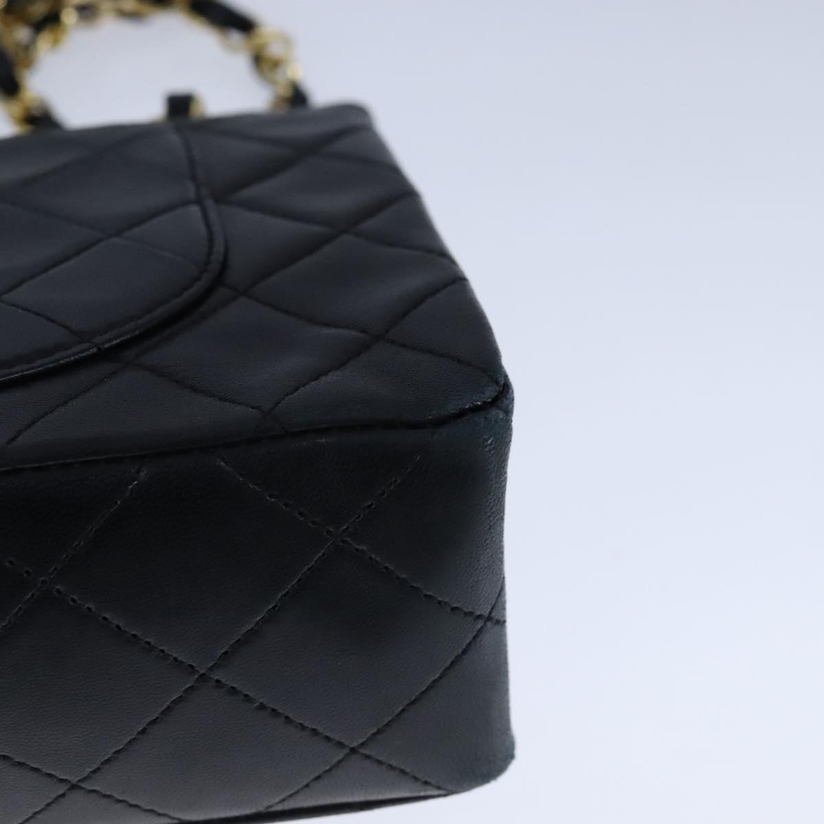 CHANEL Matelasse 23 Double Flap Chain Bag Lamb Skin Black Gold CC yk16617A