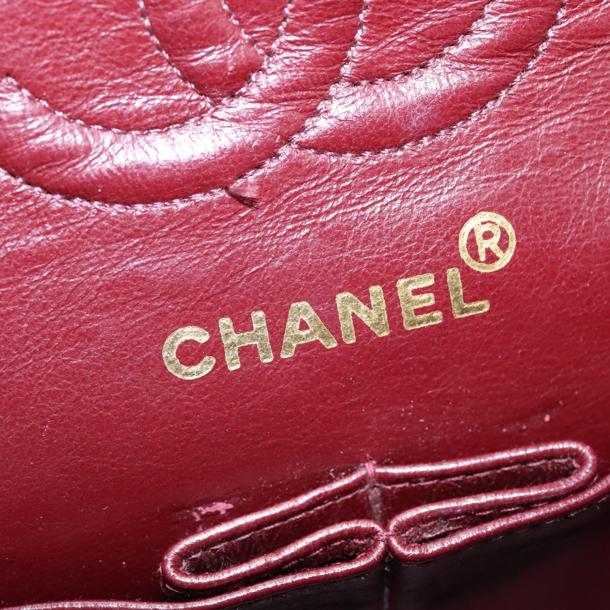 CHANEL Matelasse 23 Double Flap Chain Bag Lamb Skin Black Gold CC yk16617A