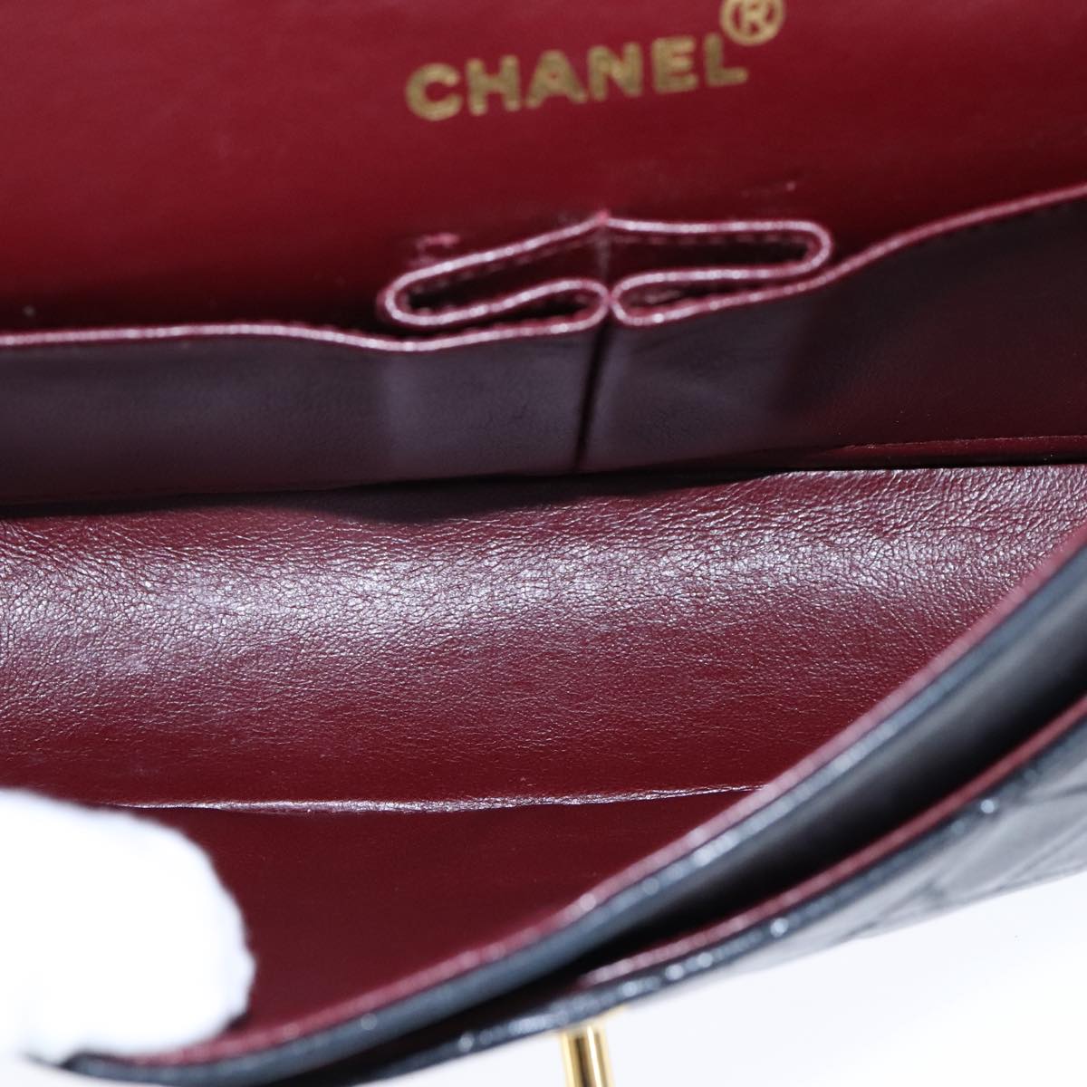 CHANEL Matelasse 23 Double Flap Chain Bag Lamb Skin Black Gold CC yk16617A