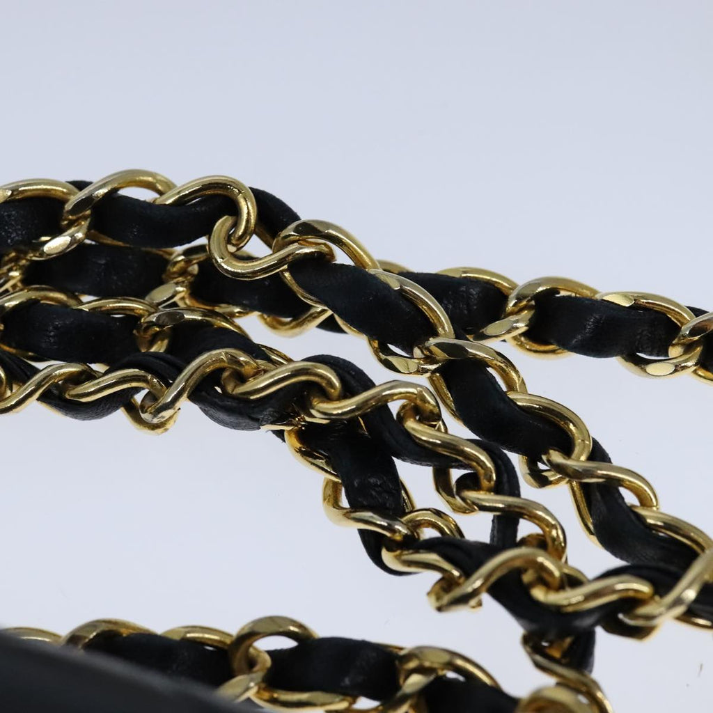 CHANEL Matelasse 23 Double Flap Chain Bag Lamb Skin Black Gold CC yk16617A