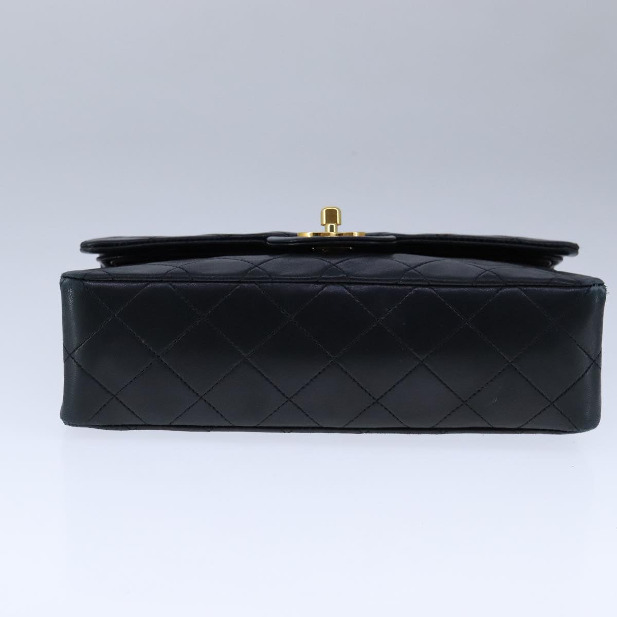 CHANEL Matelasse 23 Double Flap Chain Bag Lamb Skin Black Gold CC yk16617A