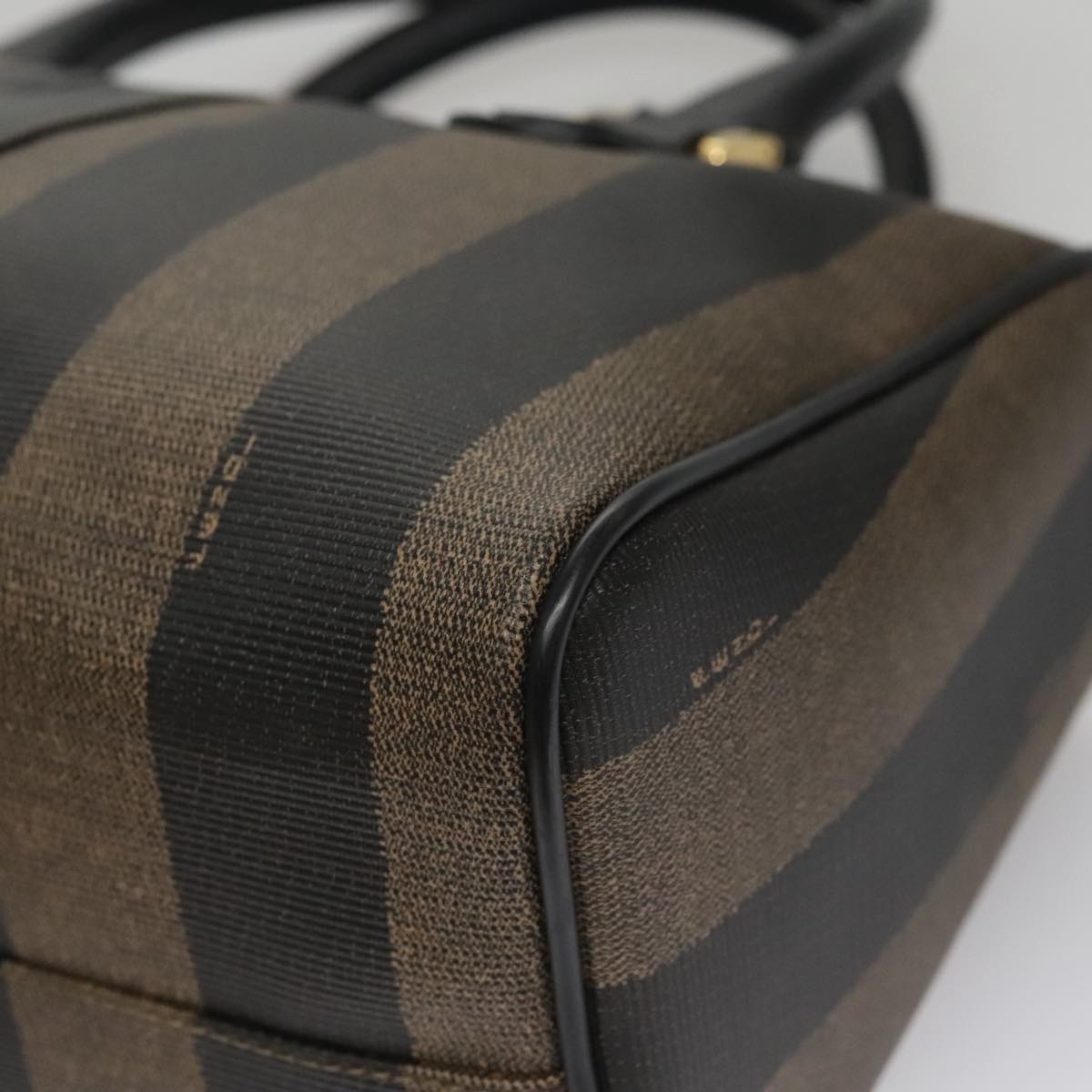 FENDI Pecan Canvas Hand Bag Brown Black yk16619