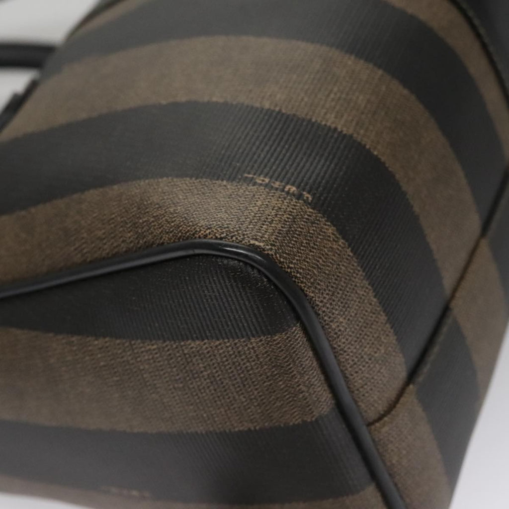 FENDI Pecan Canvas Hand Bag Brown Black yk16619