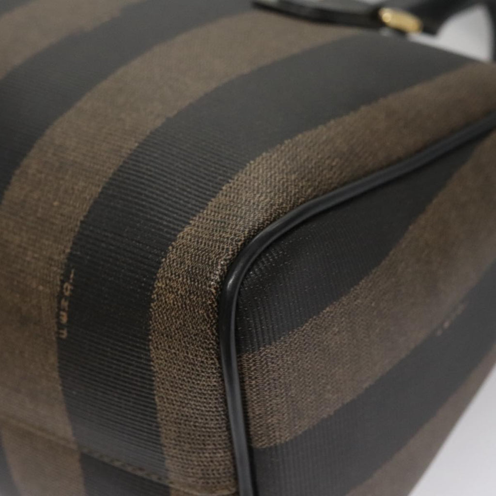FENDI Pecan Canvas Hand Bag Brown Black yk16619