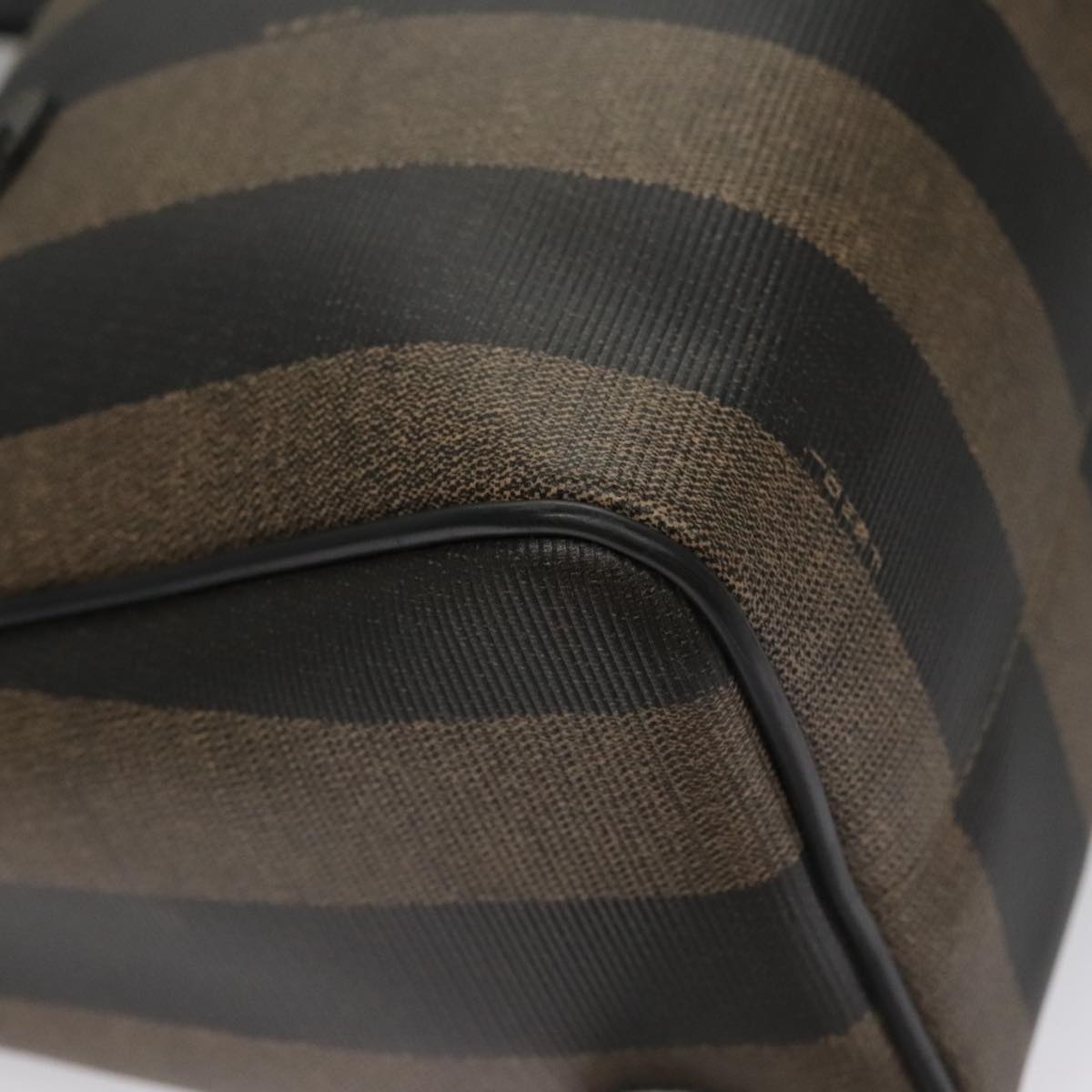 FENDI Pecan Canvas Hand Bag Brown Black yk16619