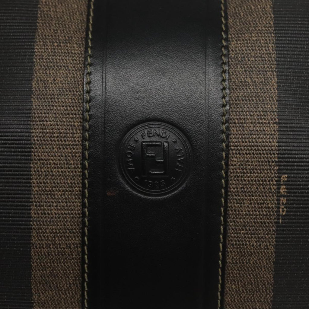 FENDI Pecan Canvas Hand Bag Brown Black yk16619