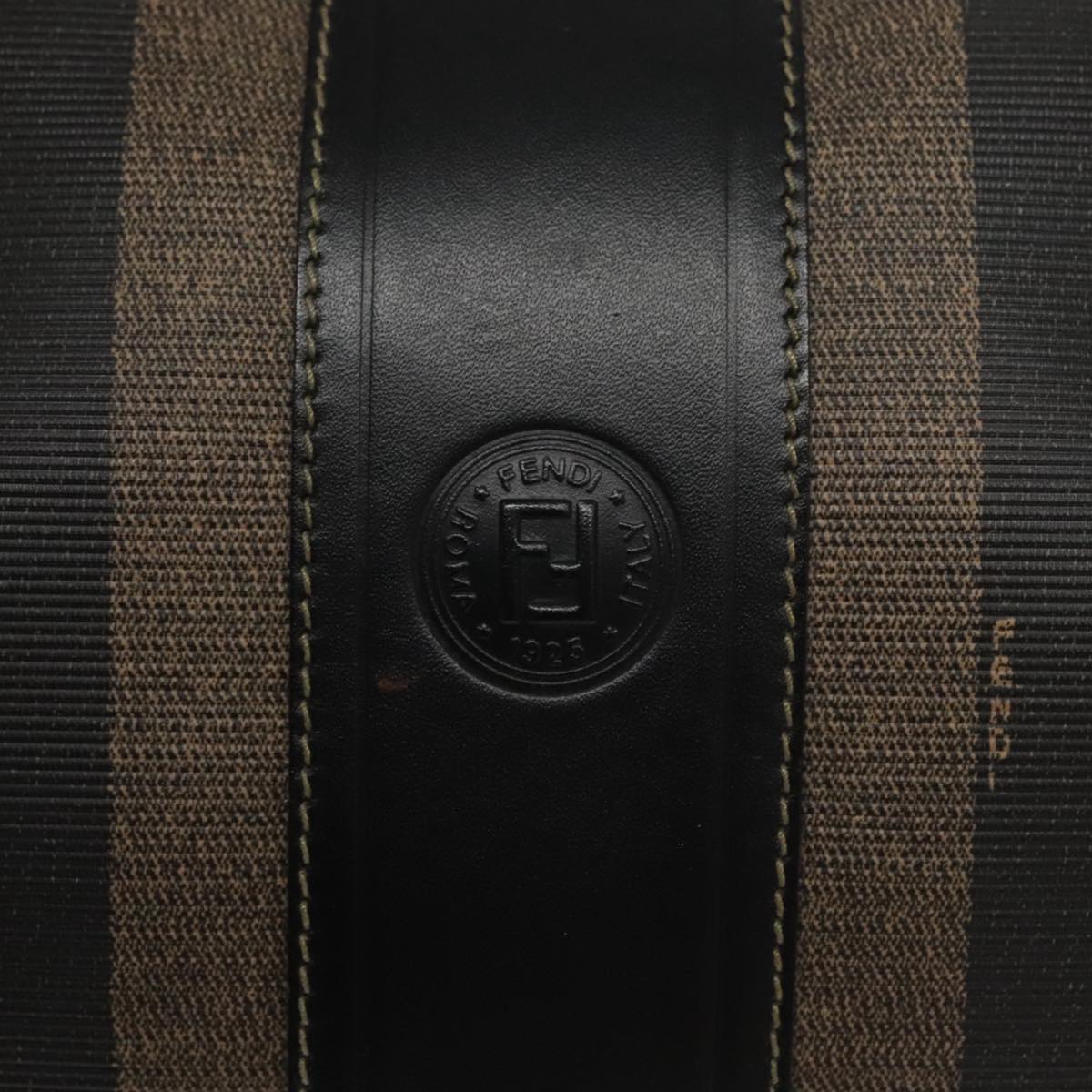 FENDI Pecan Canvas Hand Bag Brown Black yk16619