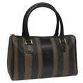 FENDI Pecan Canvas Hand Bag Brown Black yk16619