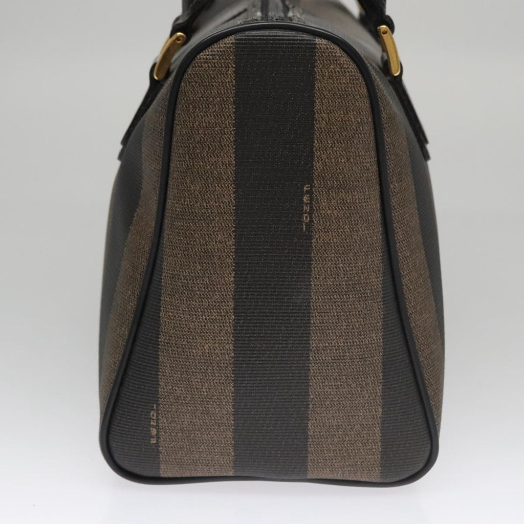 FENDI Pecan Canvas Hand Bag Brown Black yk16619