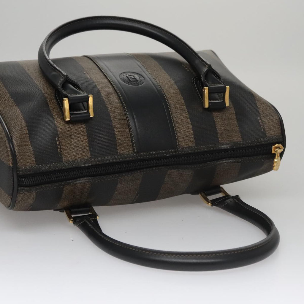 FENDI Pecan Canvas Hand Bag Brown Black yk16619