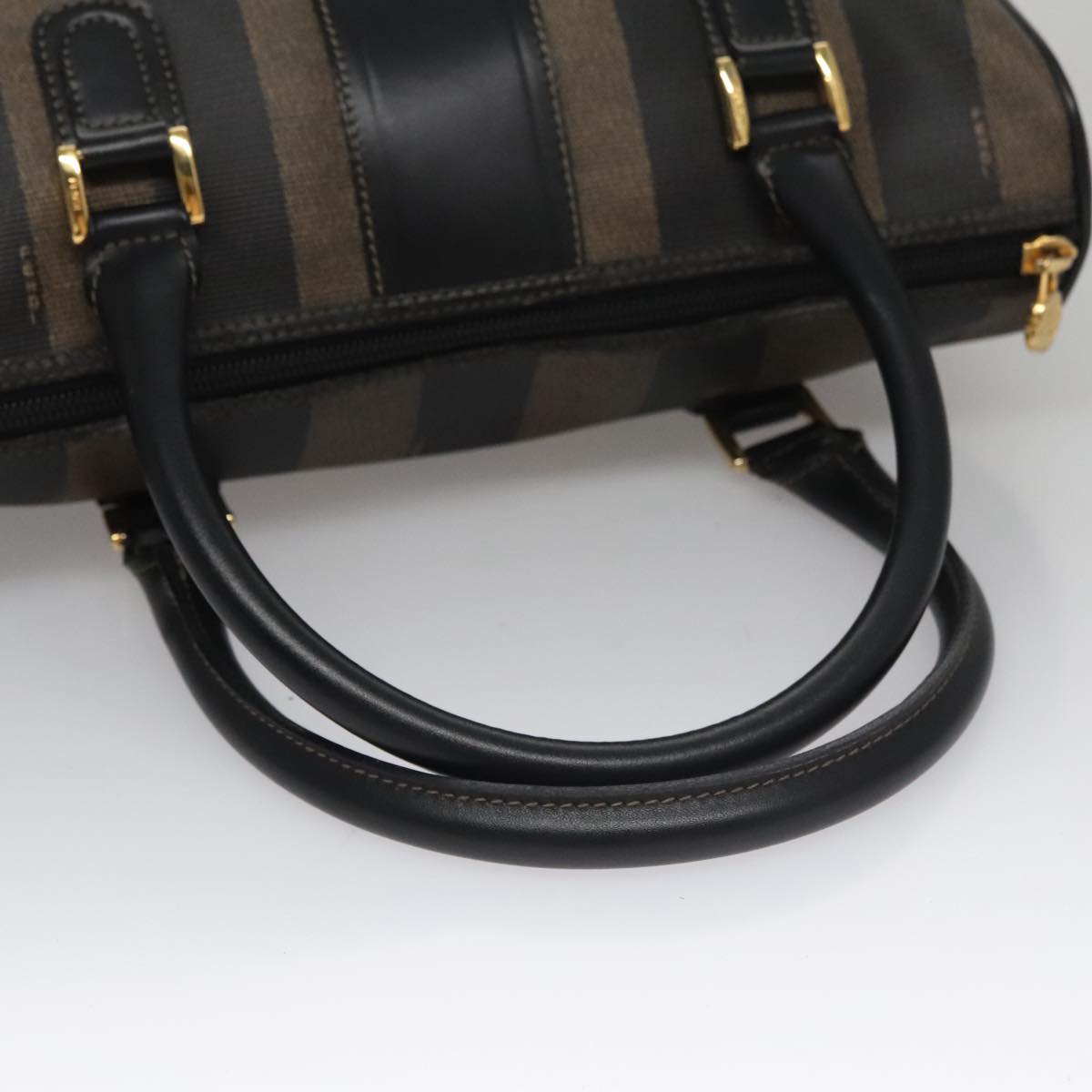 FENDI Pecan Canvas Hand Bag Brown Black yk16619