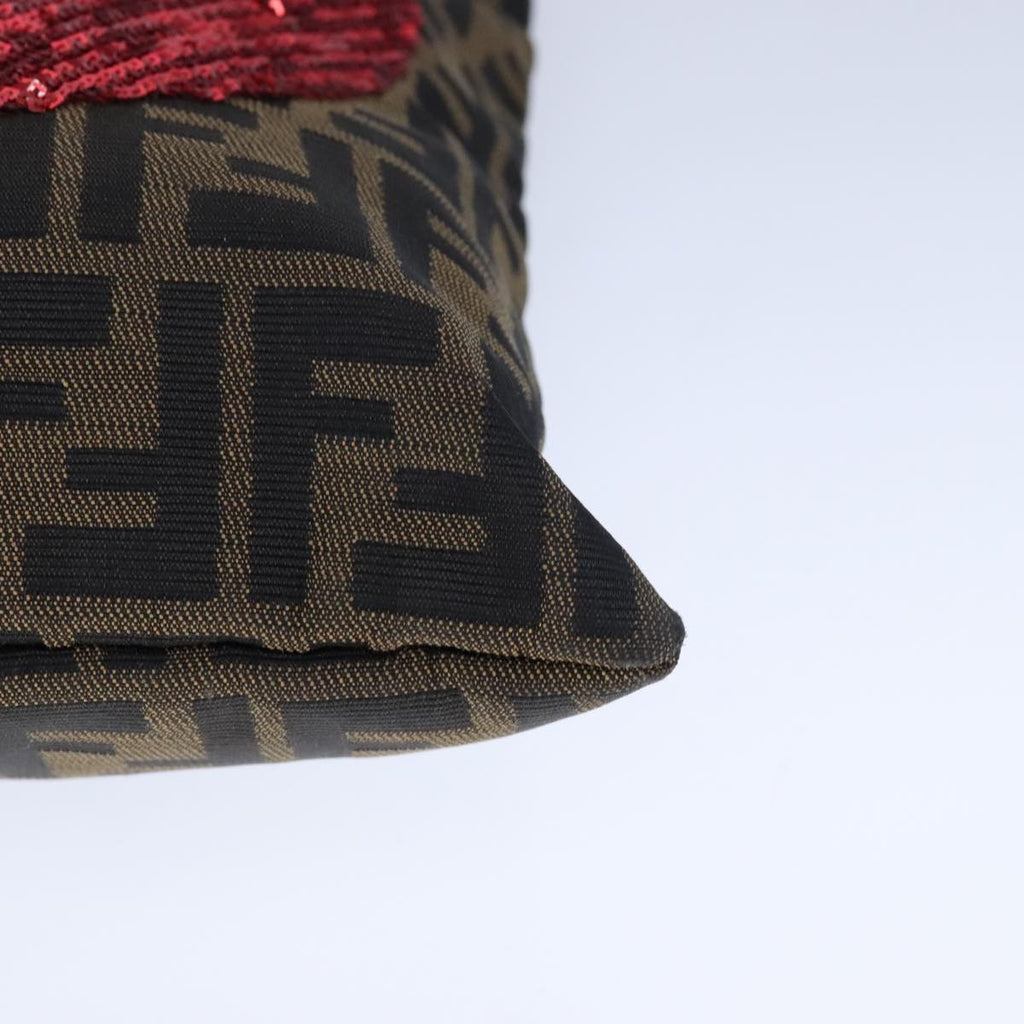 FENDI Zucca Canvas Mamma Baguette Tote Bag Brown Black Red yk16632
