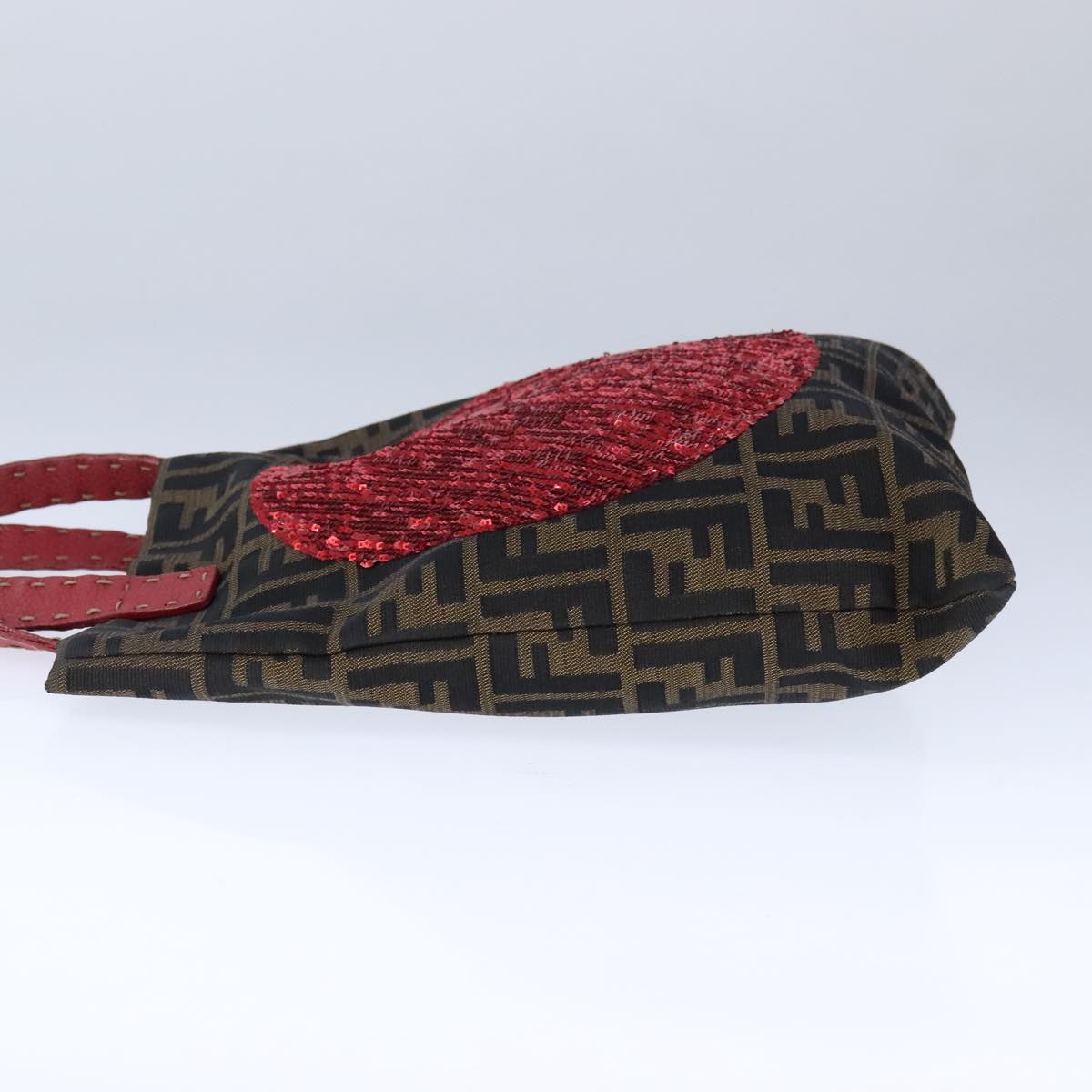 FENDI Zucca Canvas Mamma Baguette Tote Bag Brown Black Red yk16632