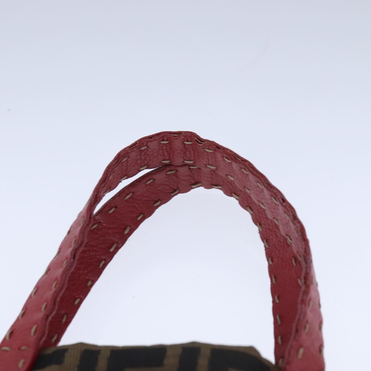 FENDI Zucca Canvas Mamma Baguette Tote Bag Brown Black Red yk16632