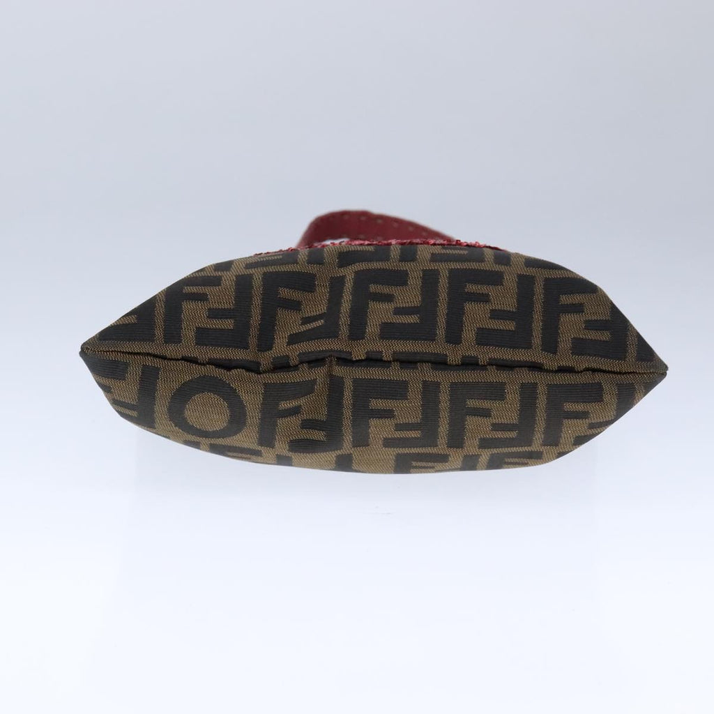 FENDI Zucca Canvas Mamma Baguette Tote Bag Brown Black Red yk16632
