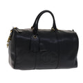 CHANEL COCO Mark Boston Bag Caviar Skin Black Gold CC yk16646