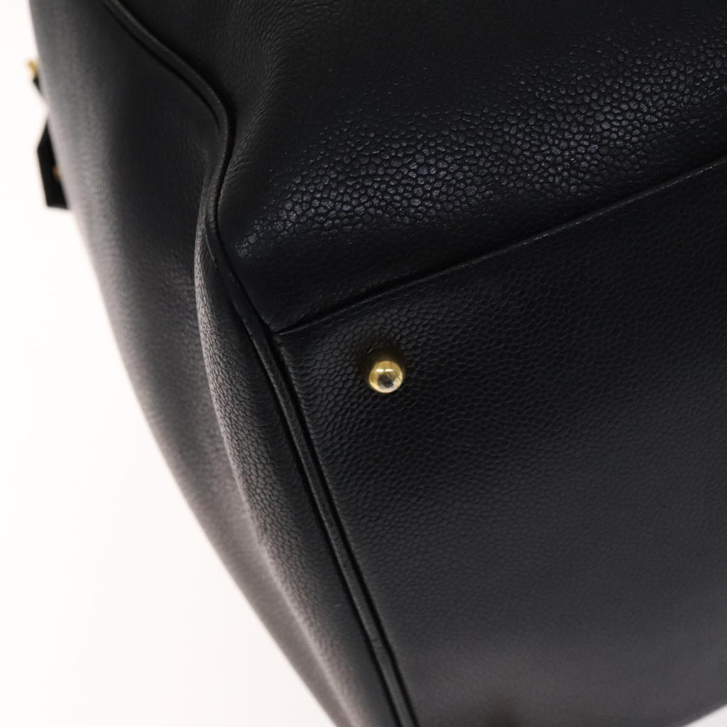 CHANEL COCO Mark Boston Bag Caviar Skin Black Gold CC yk16646