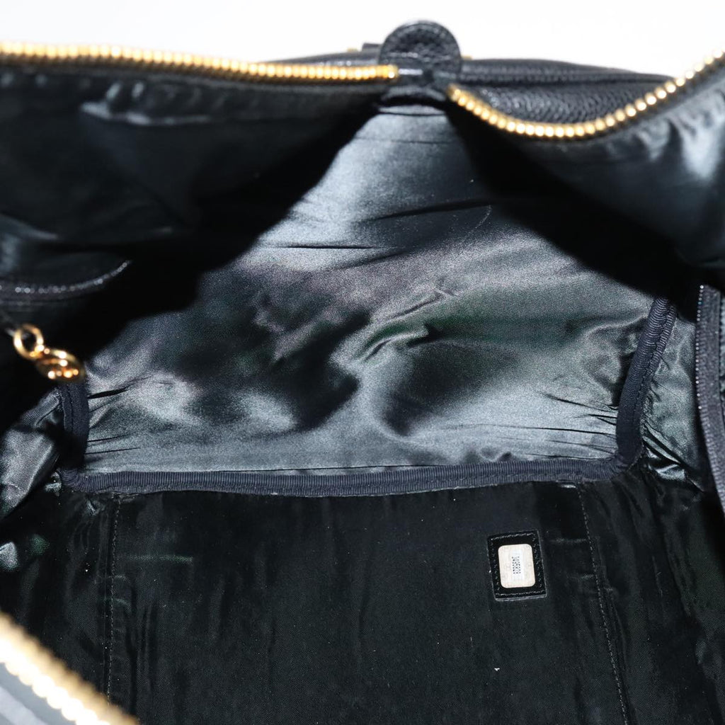 CHANEL COCO Mark Boston Bag Caviar Skin Black Gold CC yk16646