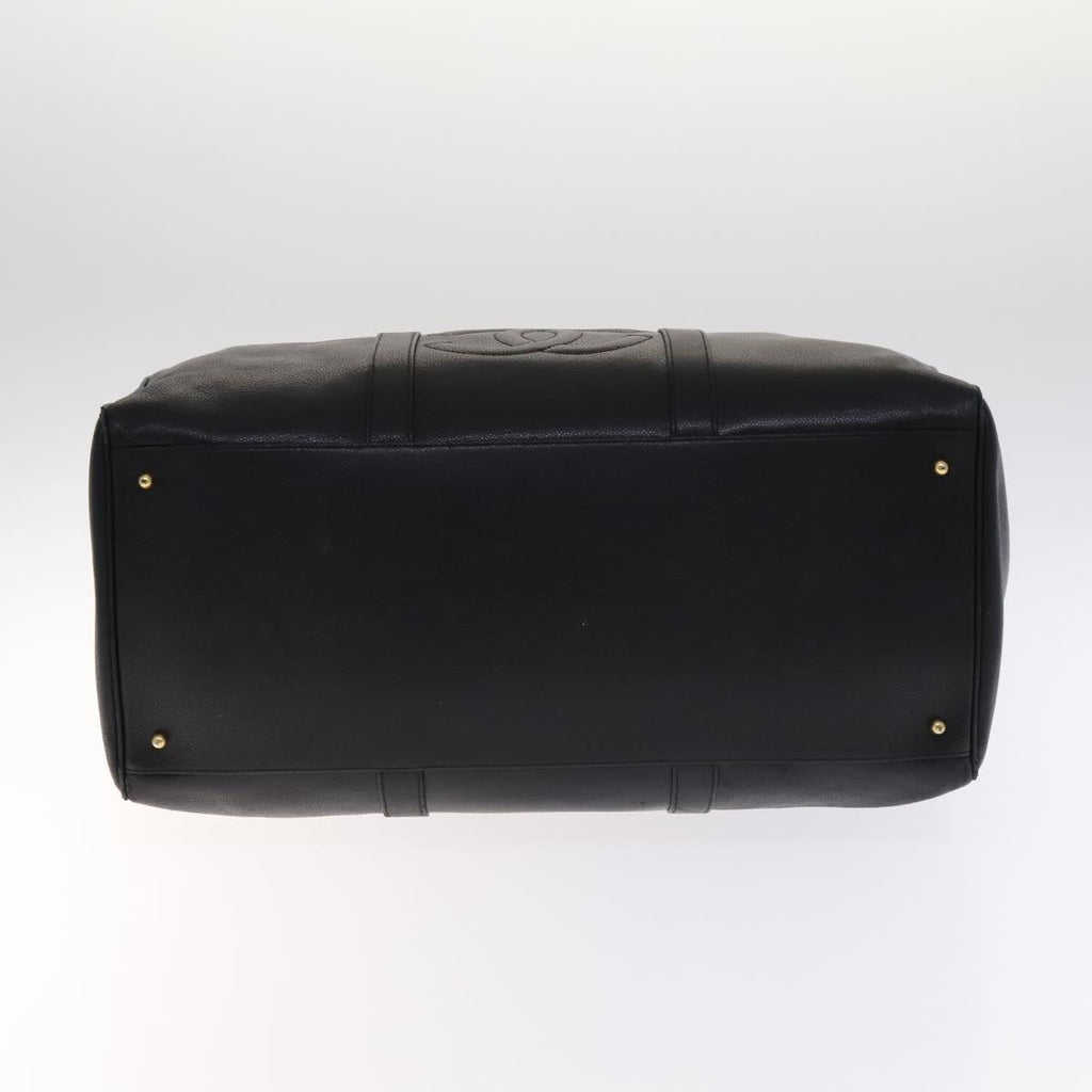CHANEL COCO Mark Boston Bag Caviar Skin Black Gold CC yk16646