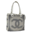 CHANEL COCO Mark Tote Bag Canvas Black White CC yk16653