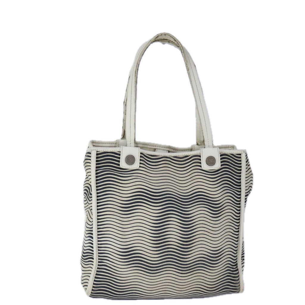CHANEL COCO Mark Tote Bag Canvas Black White CC yk16653