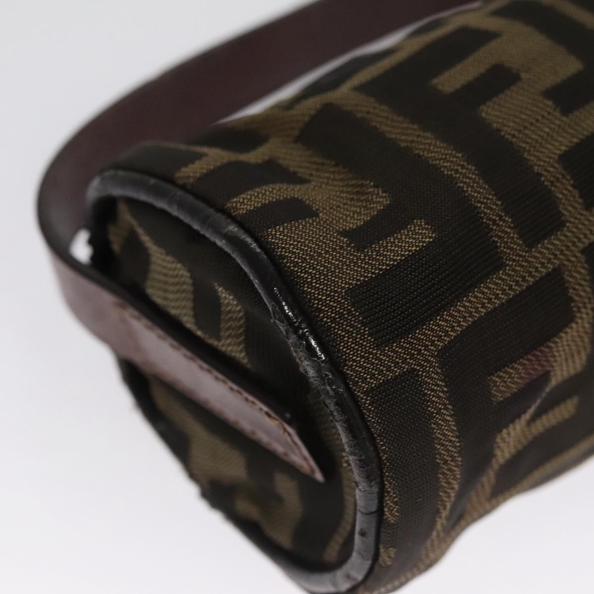 FENDI Zucca Canvas Hand Bag Brown Black yk16671