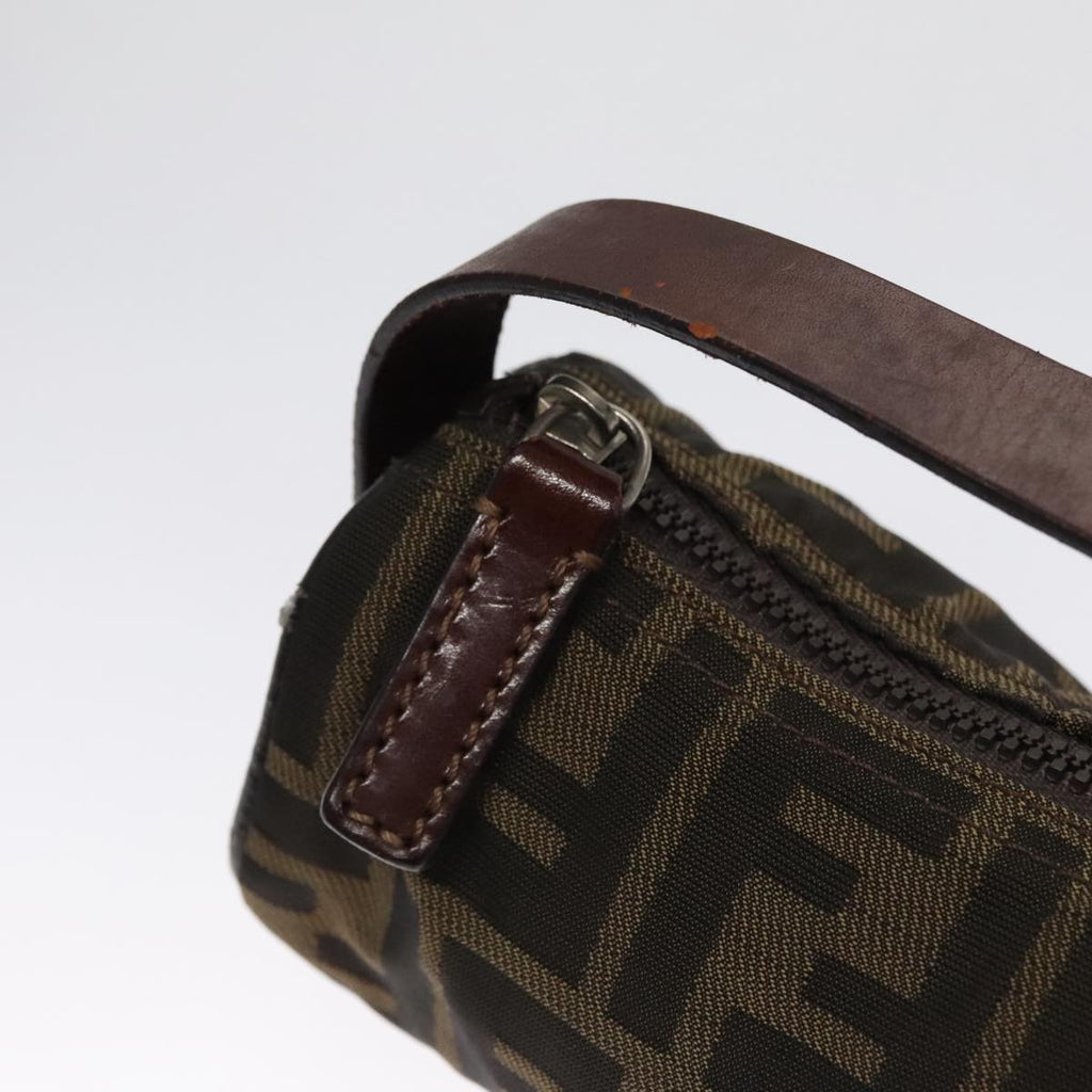 FENDI Zucca Canvas Hand Bag Brown Black yk16671