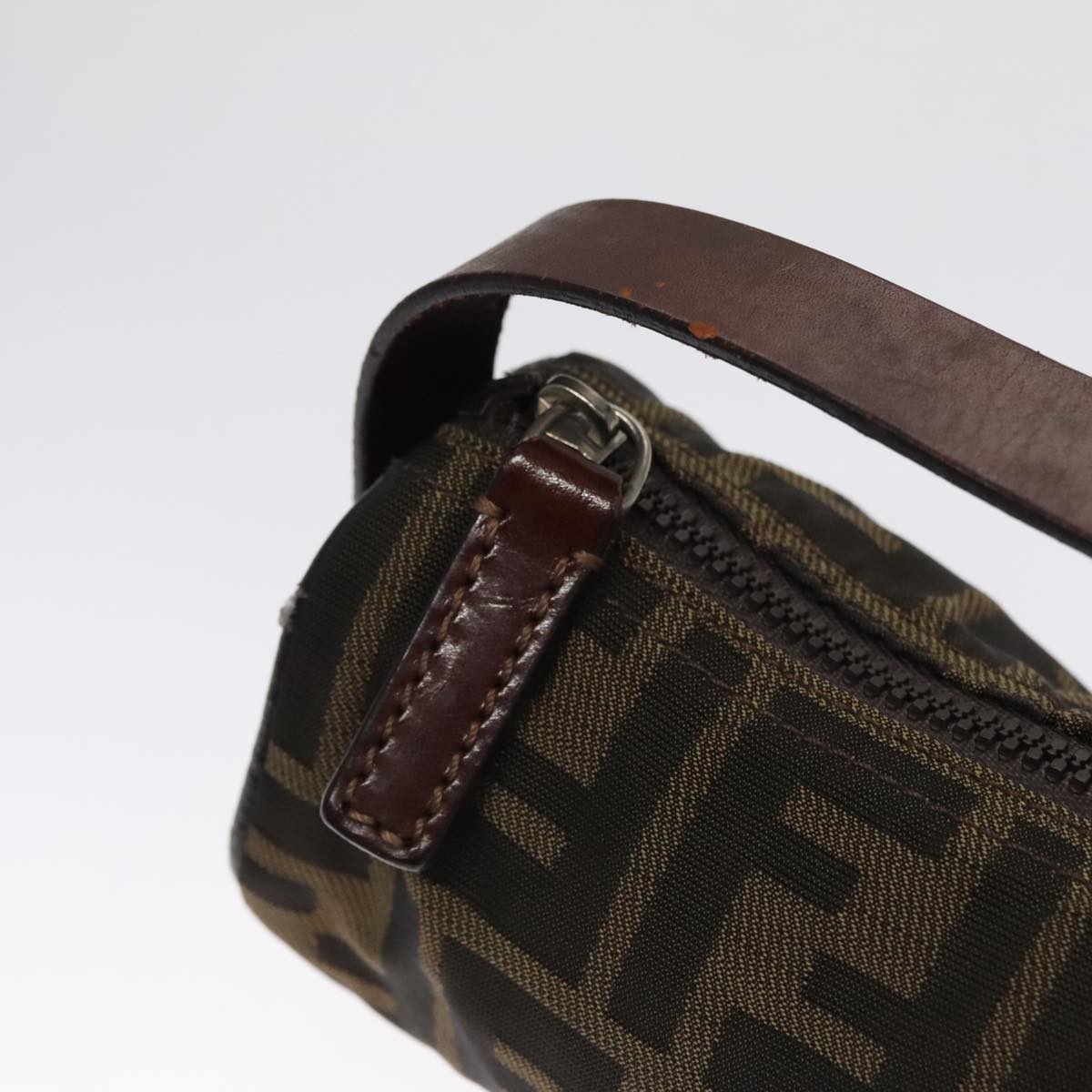 FENDI Zucca Canvas Hand Bag Brown Black yk16671